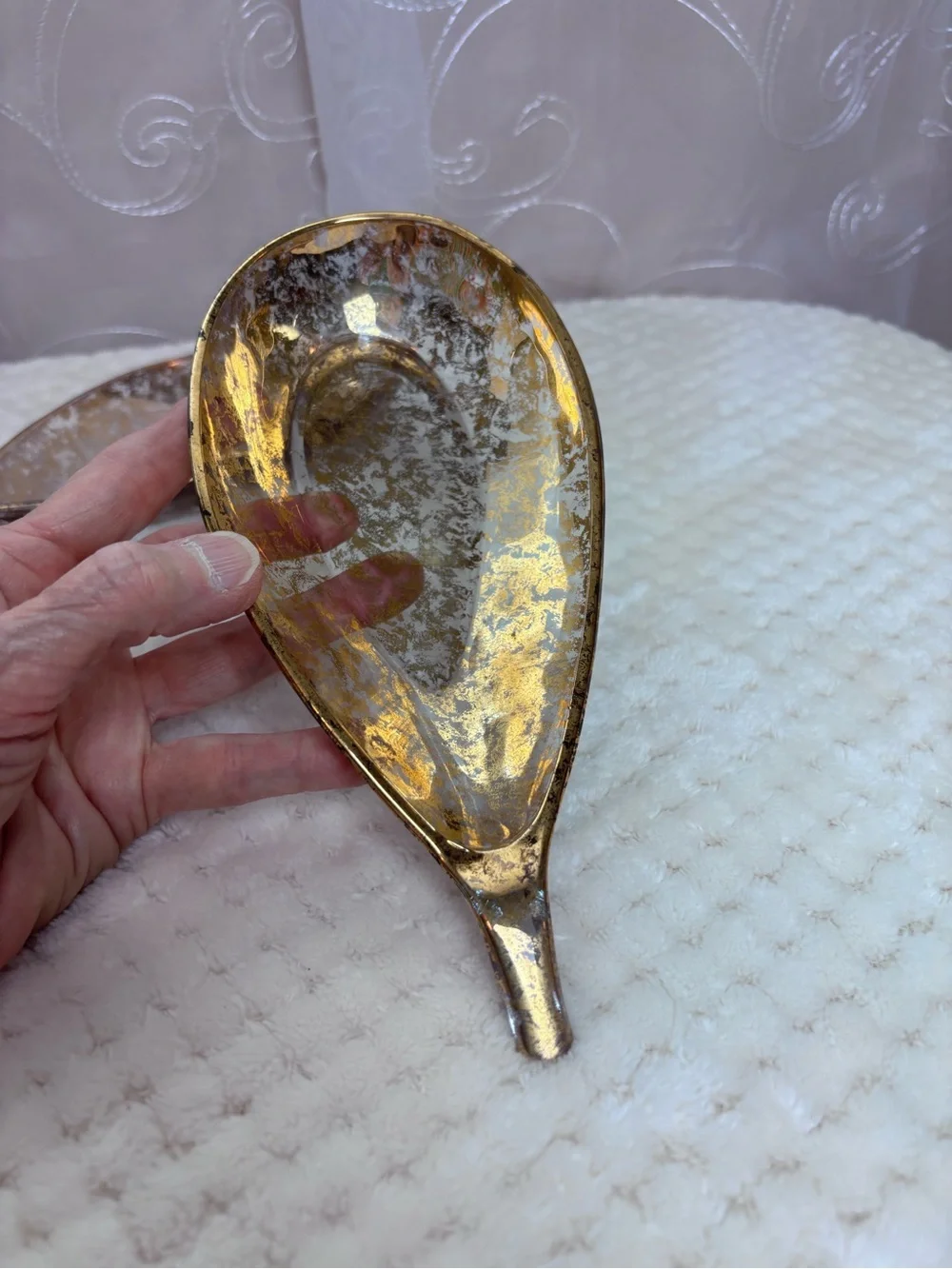 Gold Metallic Leaf-Shaped Decorative Dishes - Set of 2